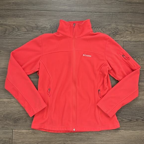 Columbia Fast Trek Women’s Peach Pink Full Zip 3 Pockets Fleece Jacket Size‎ L - Picture 2 of 12